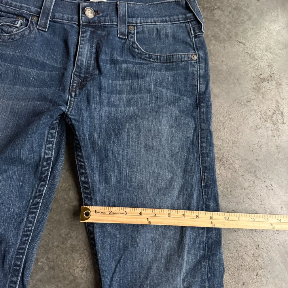 True Religion Jeans Mens 34x33 Blue Ricky Flap Pocket Straight USA Made Cotton